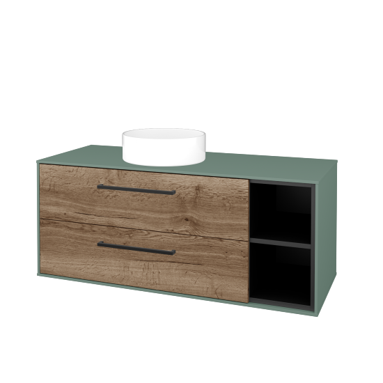 Skříňka pod umyvadlo KVADRO SZZ2O2P 120 (umyvadlo Circo)  - M18 Mint mat - Úchytka T06 - D21 Tobacco - Ne