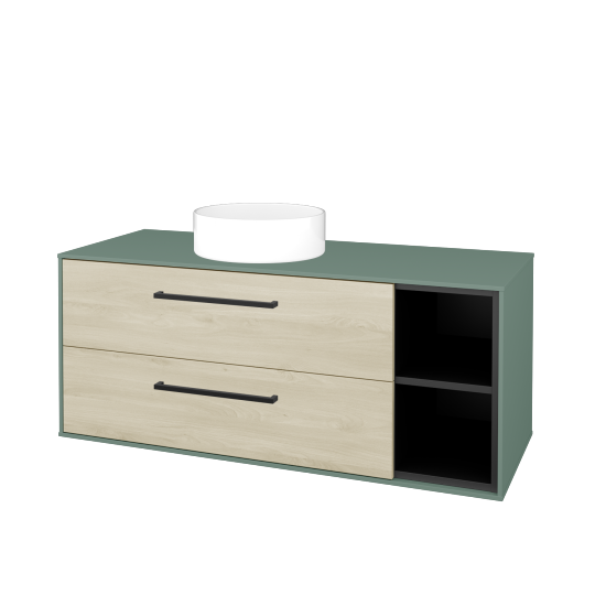Skříňka pod umyvadlo KVADRO SZZ2O2P 120 (umyvadlo Circo)  - M18 Mint mat - Úchytka T06 - D24 Ohio - Ne