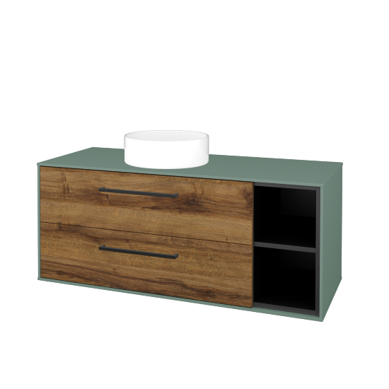 Skříňka pod umyvadlo KVADRO SZZ2O2P 120 (umyvadlo Circo)  - M18 Mint mat - Úchytka T06 - D27 Cognac - Ne