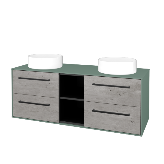 Skříňka pod umyvadlo KVADRO SZZ4O2 130 (umyvadla Circo)  - M18 Mint mat - Úchytka T06 - D01 Beton - Ne