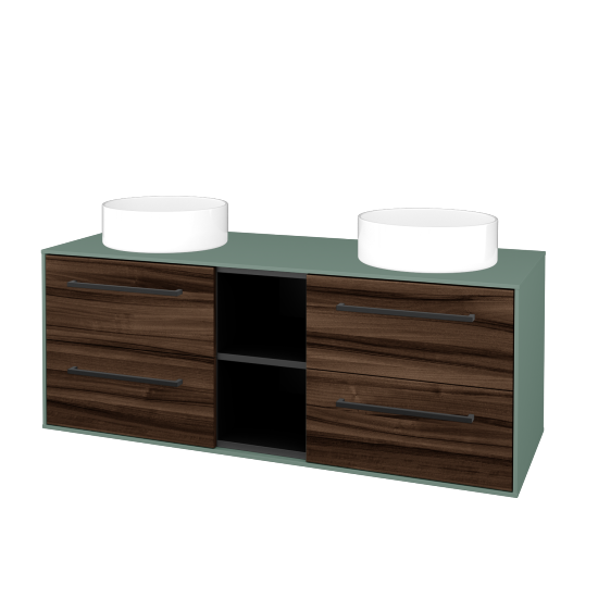 Skříňka pod umyvadlo KVADRO SZZ4O2 130 (umyvadla Circo)  - M18 Mint mat - Úchytka T06 - D06 Ořech - Ne