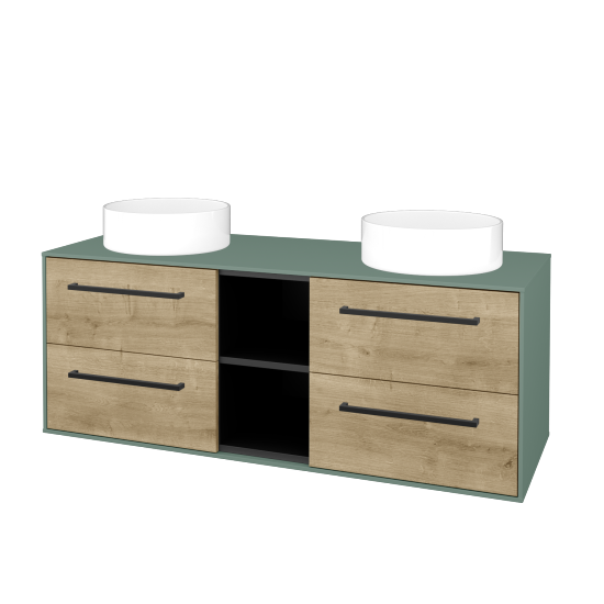 Skříňka pod umyvadlo KVADRO SZZ4O2 130 (umyvadla Circo)  - M18 Mint mat - Úchytka T06 - D09 Arlington - Ne