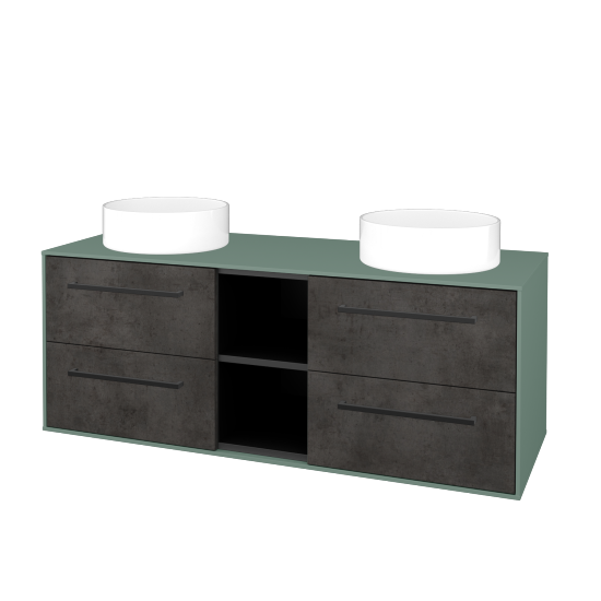 Skříňka pod umyvadlo KVADRO SZZ4O2 130 (umyvadla Circo)  - M18 Mint mat - Úchytka T06 - D16 Beton tmavý - Ne