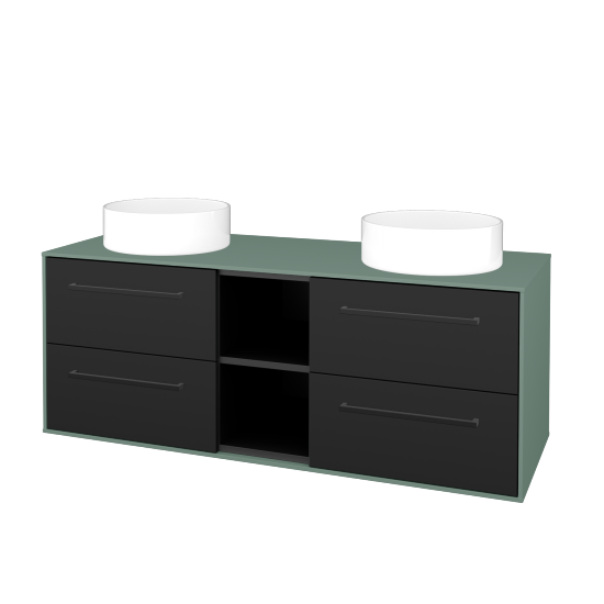 Skříňka pod umyvadlo KVADRO SZZ4O2 130 (umyvadla Circo)  - M18 Mint mat - Úchytka T06 - N03 Graphite - Ne