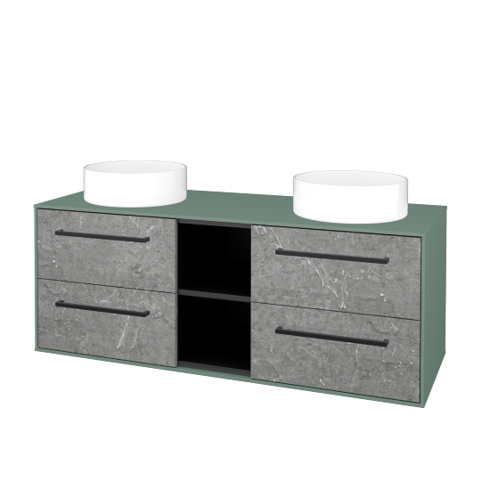 Skříňka pod umyvadlo KVADRO SZZ4O2 130 (umyvadla Circo)  - M18 Mint mat - Úchytka T06 - D20 Galaxy - Ne