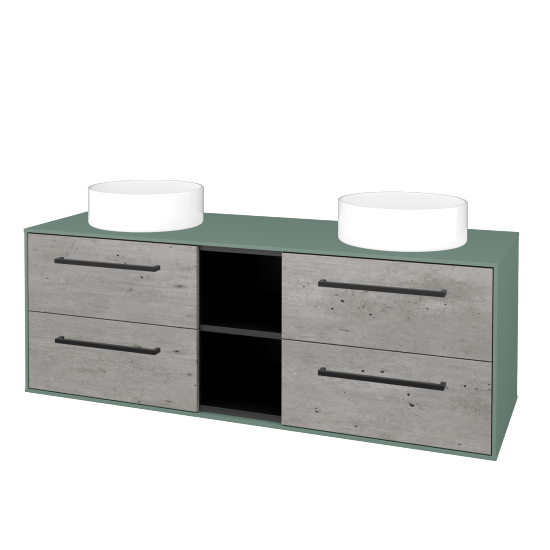 Skříňka pod umyvadlo KVADRO SZZ4O2 140 (umyvadla Circo)  - M18 Mint mat - Úchytka T06 - D01 Beton - Ne