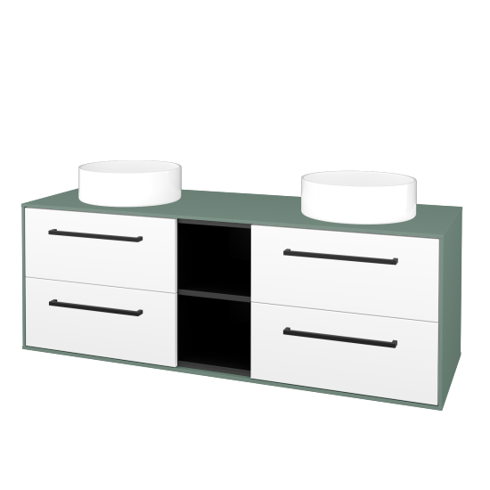 Skříňka pod umyvadlo KVADRO SZZ4O2 140 (umyvadla Circo)  - M18 Mint mat - Úchytka T06 - N01 Bílá lesk - Ne