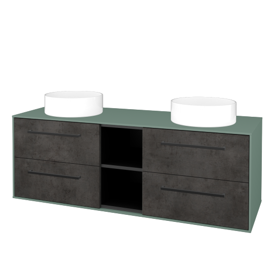 Skříňka pod umyvadlo KVADRO SZZ4O2 140 (umyvadla Circo)  - M18 Mint mat - Úchytka T06 - D16 Beton tmavý - Ne