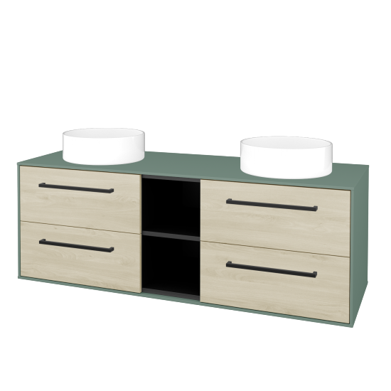 Skříňka pod umyvadlo KVADRO SZZ4O2 140 (umyvadla Circo)  - M18 Mint mat - Úchytka T06 - D24 Ohio - Ne