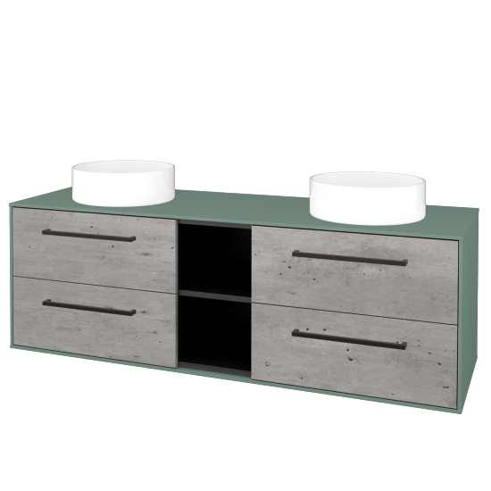 Skříňka pod umyvadlo KVADRO SZZ4O2 150 (umyvadla Circo)  - M18 Mint mat - Úchytka T06 - D01 Beton - Ne