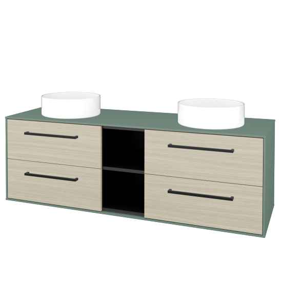 Skříňka pod umyvadlo KVADRO SZZ4O2 150 (umyvadla Circo)  - M18 Mint mat - Úchytka T06 - D04 Dub - Ne