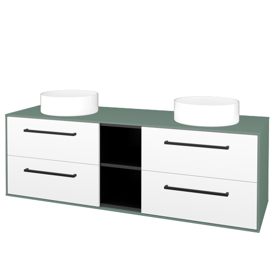 Skříňka pod umyvadlo KVADRO SZZ4O2 150 (umyvadla Circo)  - M18 Mint mat - Úchytka T06 - N01 Bílá lesk - Ne