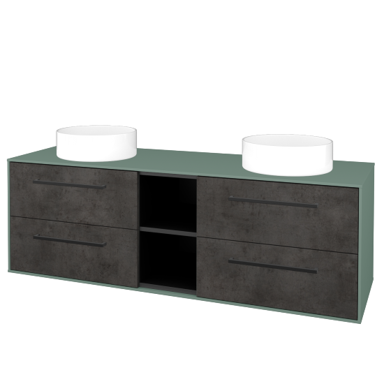 Skříňka pod umyvadlo KVADRO SZZ4O2 150 (umyvadla Circo)  - M18 Mint mat - Úchytka T06 - D16 Beton tmavý - Ne