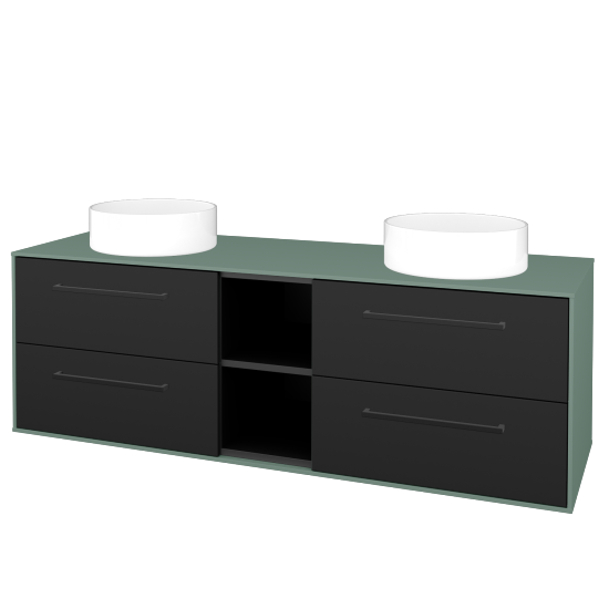 Skříňka pod umyvadlo KVADRO SZZ4O2 150 (umyvadla Circo)  - M18 Mint mat - Úchytka T06 - N03 Graphite - Ne