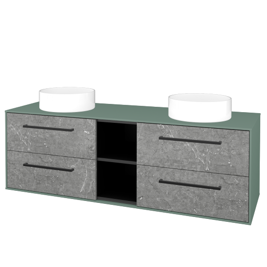 Skříňka pod umyvadlo KVADRO SZZ4O2 150 (umyvadla Circo)  - M18 Mint mat - Úchytka T06 - D20 Galaxy - Ne