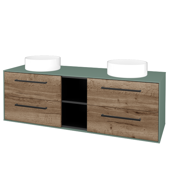 Skříňka pod umyvadlo KVADRO SZZ4O2 150 (umyvadla Circo)  - M18 Mint mat - Úchytka T06 - D21 Tobacco - Ne