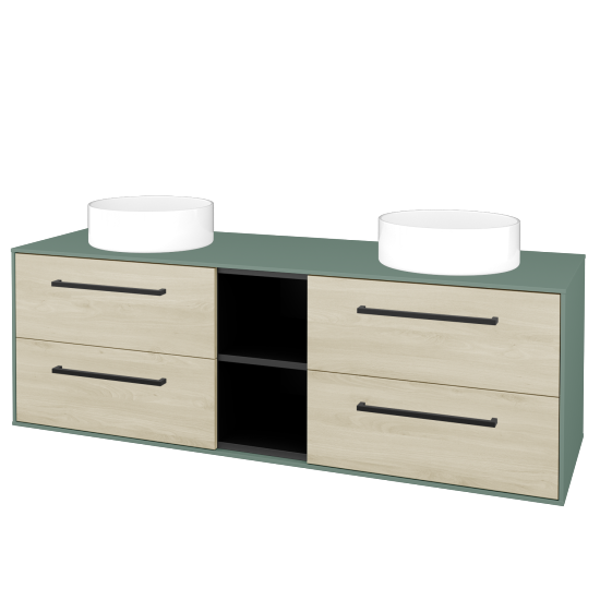 Skříňka pod umyvadlo KVADRO SZZ4O2 150 (umyvadla Circo)  - M18 Mint mat - Úchytka T06 - D24 Ohio - Ne