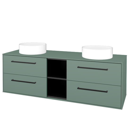 Skříňka pod umyvadlo KVADRO SZZ4O2 150 (umyvadla Circo)  - M18 Mint mat - Úchytka T06 - M18 Mint mat - Ne