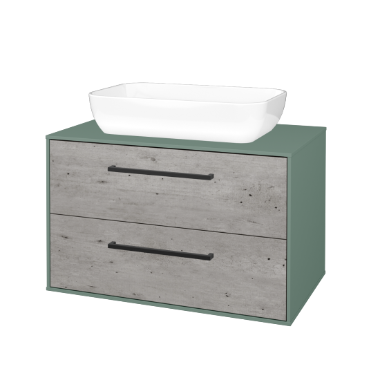 Skříňka pod umyvadlo KVADRO SZZ2 80 (umyvadlo Felis 1)  - M18 Mint mat - Úchytka T06 - D01 Beton - Ne