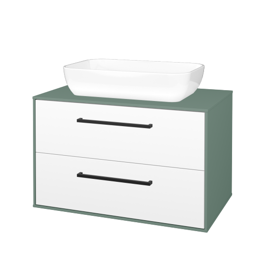 Skříňka pod umyvadlo KVADRO SZZ2 80 (umyvadlo Felis 1)  - M18 Mint mat - Úchytka T06 - N01 Bílá lesk - Ne