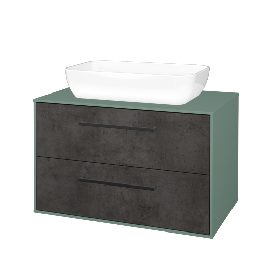 Skříňka pod umyvadlo KVADRO SZZ2 80 (umyvadlo Felis 1)  - M18 Mint mat - Úchytka T06 - D16 Beton tmavý - Ne