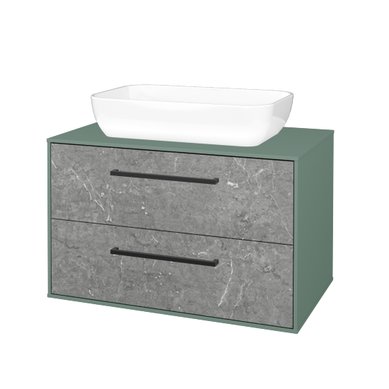 Skříňka pod umyvadlo KVADRO SZZ2 80 (umyvadlo Felis 1)  - M18 Mint mat - Úchytka T06 - D20 Galaxy - Ne