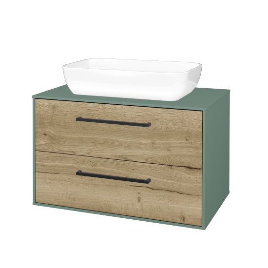 Skříňka pod umyvadlo KVADRO SZZ2 80 (umyvadlo Felis 1)  - M18 Mint mat - Úchytka T06 - D26 Ontario - Ne