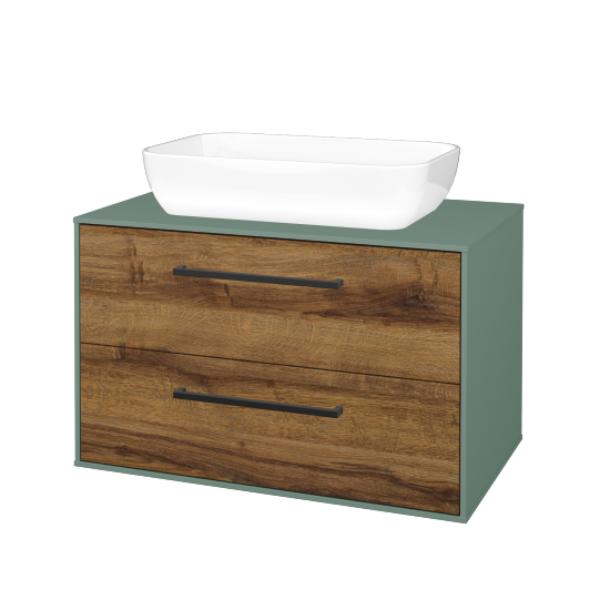 Skříňka pod umyvadlo KVADRO SZZ2 80 (umyvadlo Felis 1)  - M18 Mint mat - Úchytka T06 - D27 Cognac - Ne