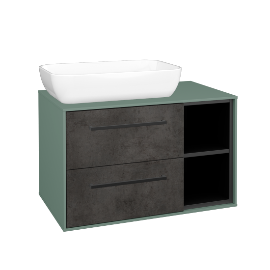 Skříňka pod umyvadlo KVADRO SZZ2O2P 80 (umyvadlo Felis 1)  - M18 Mint mat - Úchytka T06 - D16 Beton tmavý - Ne