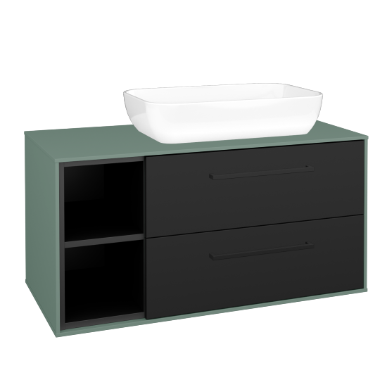 Skříňka pod umyvadlo KVADRO SZZ2O2L 100 (umyvadlo Felis 1)  - M18 Mint mat - Úchytka T06 - N03 Graphite - Ne
