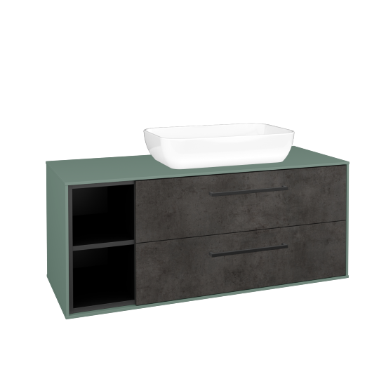 Skříňka pod umyvadlo KVADRO SZZ2O2L 120 (umyvadlo Felis 1)  - M18 Mint mat - Úchytka T06 - D16 Beton tmavý - Ne