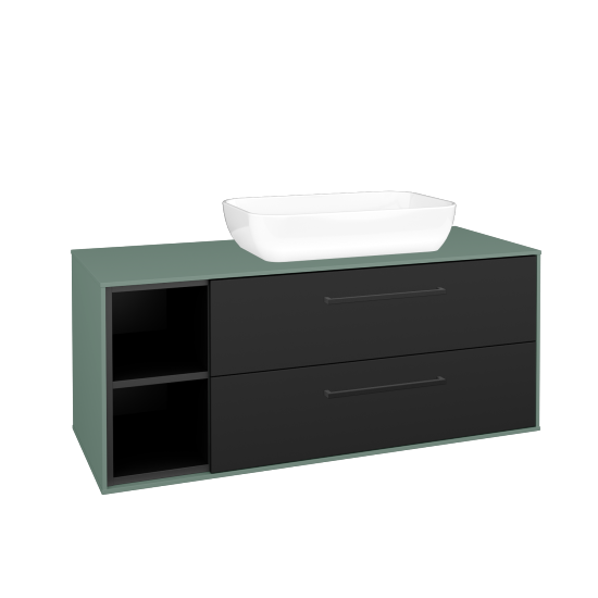 Skříňka pod umyvadlo KVADRO SZZ2O2L 120 (umyvadlo Felis 1)  - M18 Mint mat - Úchytka T06 - N03 Graphite - Ne