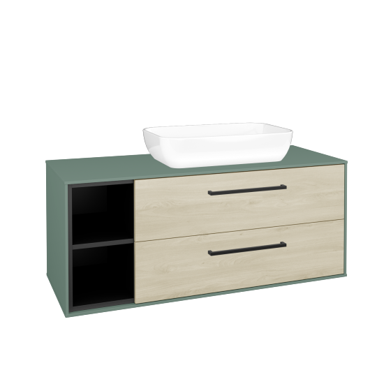 Skříňka pod umyvadlo KVADRO SZZ2O2L 120 (umyvadlo Felis 1)  - M18 Mint mat - Úchytka T06 - D24 Ohio - Ne