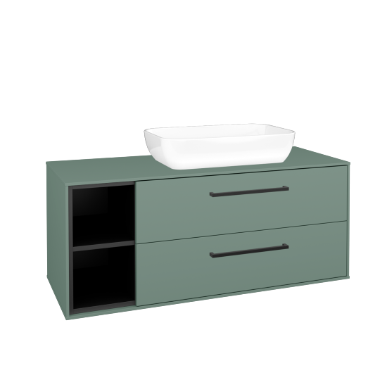 Skříňka pod umyvadlo KVADRO SZZ2O2L 120 (umyvadlo Felis 1)  - M18 Mint mat - Úchytka T06 - M18 Mint mat - Ne