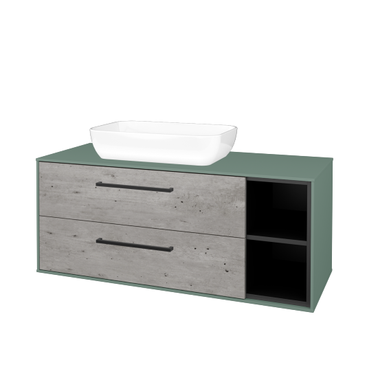 Skříňka pod umyvadlo KVADRO SZZ2O2P 120 (umyvadlo Felis 1)  - M18 Mint mat - Úchytka T06 - D01 Beton - Ne