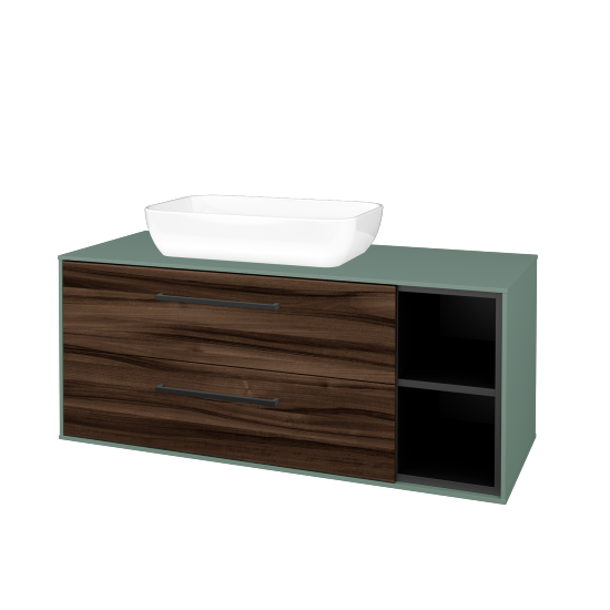 Skříňka pod umyvadlo KVADRO SZZ2O2P 120 (umyvadlo Felis 1)  - M18 Mint mat - Úchytka T06 - D06 Ořech - Ne