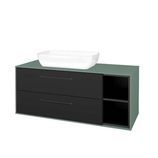 Skříňka pod umyvadlo KVADRO SZZ2O2P 120 (umyvadlo Felis 1)  - M18 Mint mat - Úchytka T06 - N03 Graphite - Ne