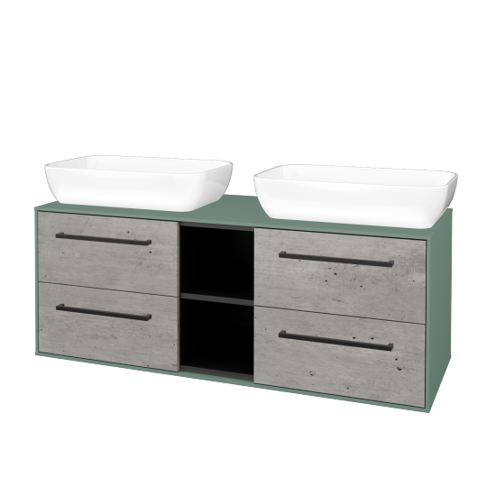 Skříňka pod umyvadlo KVADRO SZZ4O2 130 (umyvadlo Felis 1)  - M18 Mint mat - Úchytka T06 - D01 Beton - Ne