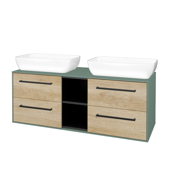 Skříňka pod umyvadlo KVADRO SZZ4O2 130 (umyvadlo Felis 1)  - M18 Mint mat - Úchytka T06 - D15 Nebraska - Ne