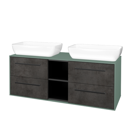 Skříňka pod umyvadlo KVADRO SZZ4O2 130 (umyvadlo Felis 1)  - M18 Mint mat - Úchytka T06 - D16 Beton tmavý - Ne