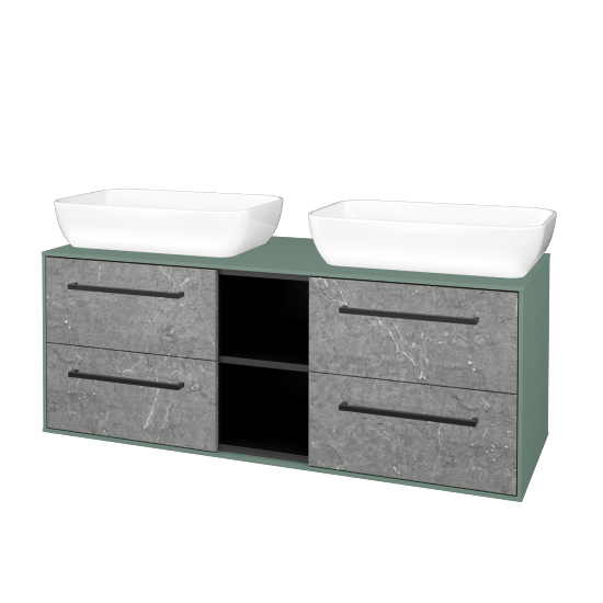 Skříňka pod umyvadlo KVADRO SZZ4O2 130 (umyvadlo Felis 1)  - M18 Mint mat - Úchytka T06 - D20 Galaxy - Ne