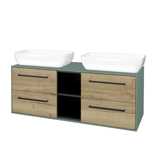 Skříňka pod umyvadlo KVADRO SZZ4O2 130 (umyvadlo Felis 1)  - M18 Mint mat - Úchytka T06 - D26 Ontario - Ne