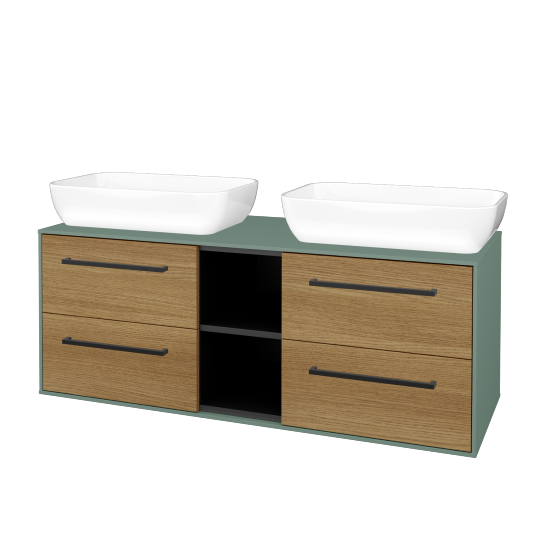 Skříňka pod umyvadlo KVADRO SZZ4O2 130 (umyvadlo Felis 1)  - M18 Mint mat - Úchytka T06 - D29 Honey - Ne