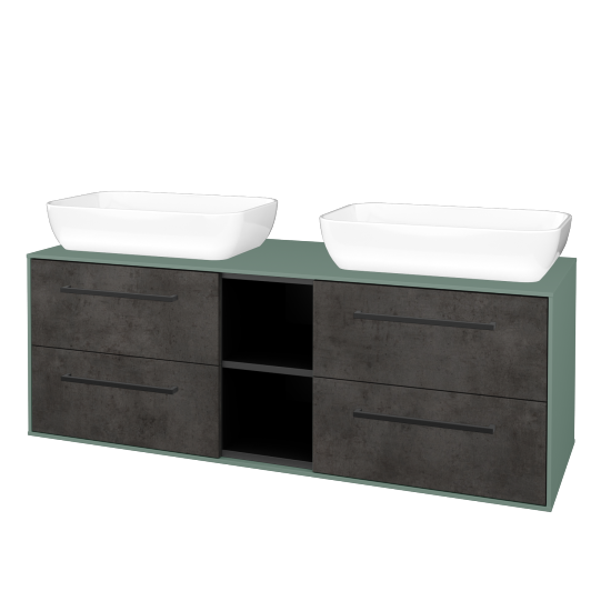 Skříňka pod umyvadlo KVADRO SZZ4O2 140 (umyvadlo Felis 1)  - M18 Mint mat - Úchytka T06 - D16 Beton tmavý - Ne