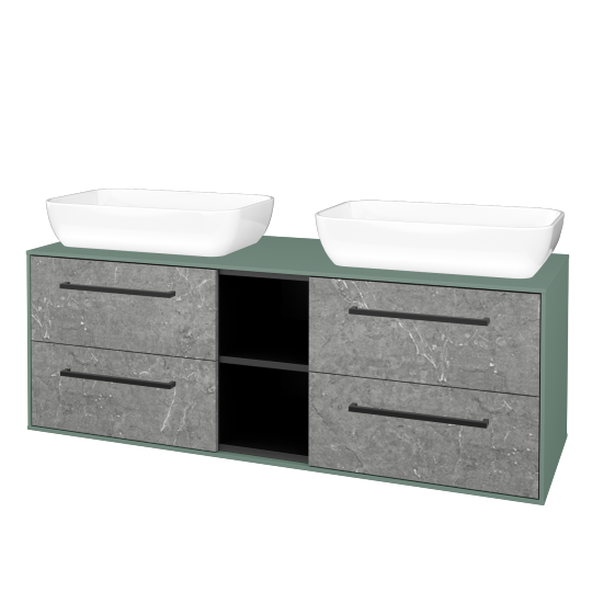 Skříňka pod umyvadlo KVADRO SZZ4O2 140 (umyvadlo Felis 1)  - M18 Mint mat - Úchytka T06 - D20 Galaxy - Ne