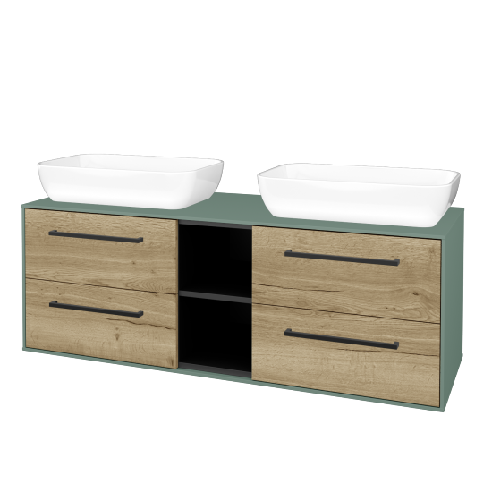 Skříňka pod umyvadlo KVADRO SZZ4O2 140 (umyvadlo Felis 1)  - M18 Mint mat - Úchytka T06 - D26 Ontario - Ne