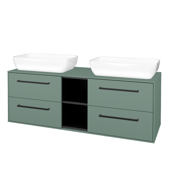 Skříňka pod umyvadlo KVADRO SZZ4O2 140 (umyvadlo Felis 1)  - M18 Mint mat - Úchytka T06 - M18 Mint mat - Ne