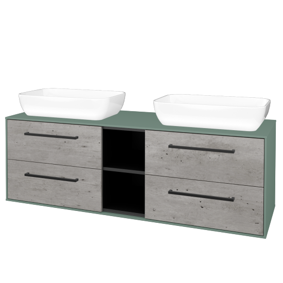 Skříňka pod umyvadlo KVADRO SZZ4O2 150 (umyvadlo Felis 1)  - M18 Mint mat - Úchytka T06 - D01 Beton - Ne