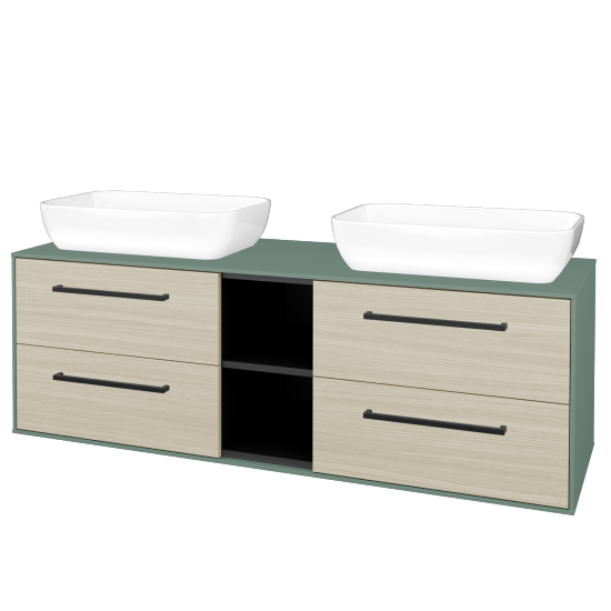 Skříňka pod umyvadlo KVADRO SZZ4O2 150 (umyvadlo Felis 1)  - M18 Mint mat - Úchytka T06 - D04 Dub - Ne