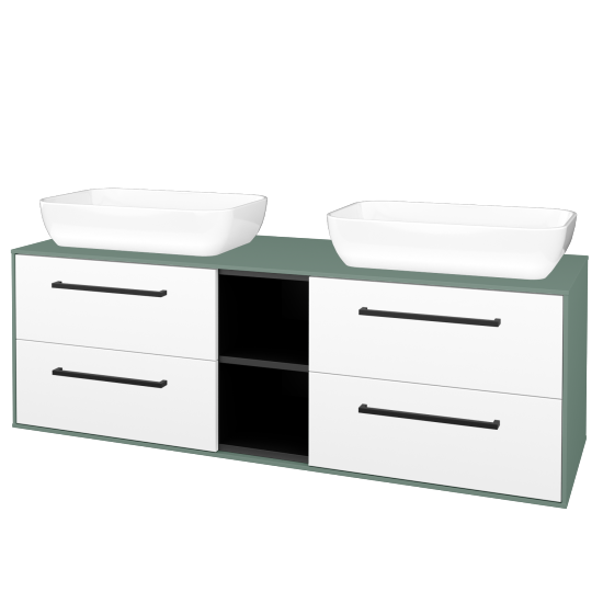 Skříňka pod umyvadlo KVADRO SZZ4O2 150 (umyvadlo Felis 1)  - M18 Mint mat - Úchytka T06 - N01 Bílá lesk - Ne
